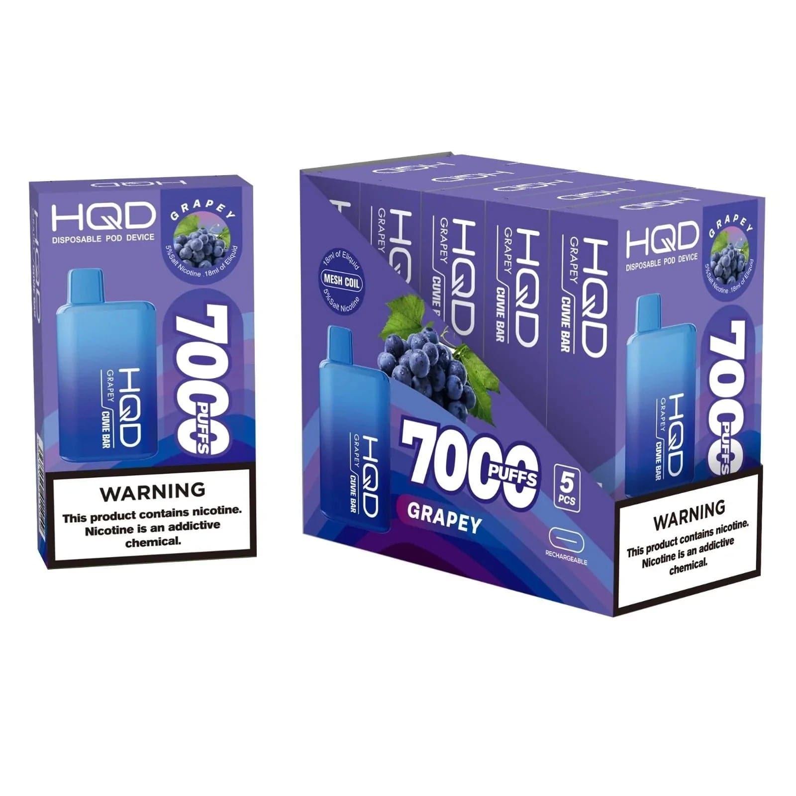 HQD Cuvie Bar 7000 Puffs Disposable Vape - 6 Pack - Vapes Xpress